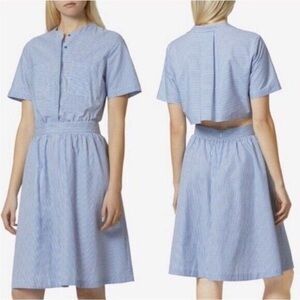 Anthropologie Avec Les Filles Olivia Open Back Blue & White striped Dress size 0